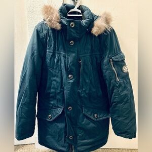 DSG Dark Blue Puffer Jacket with Fur Hood